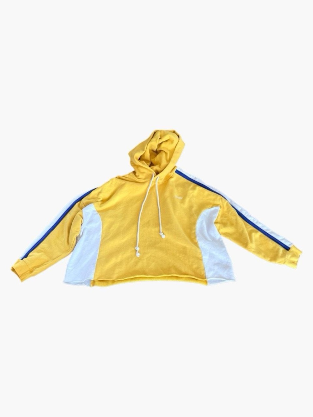 Levi’s Plus Size 3X Yellow Cropped Raw Hem Colorblock Striped Hoodie